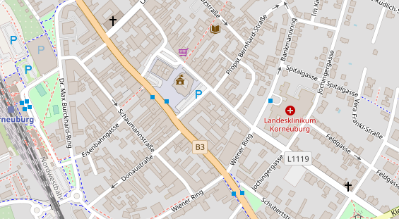 regionaler Händler auf Satellitenbild