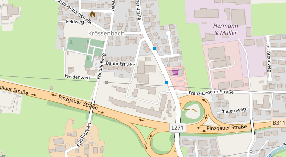 regionaler Händler auf Satellitenbild