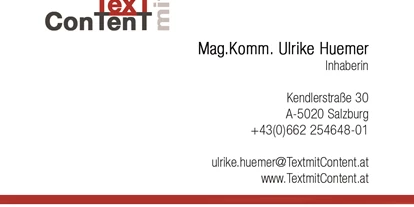 Händler - bevorzugter Kontakt: per Telefon - Eugendorf - TextmitContent - Mag. Ulrike Huemer