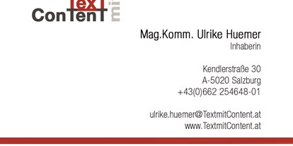 Händler - bevorzugter Kontakt: per Telefon - Neu-Anif - TextmitContent - Mag. Ulrike Huemer