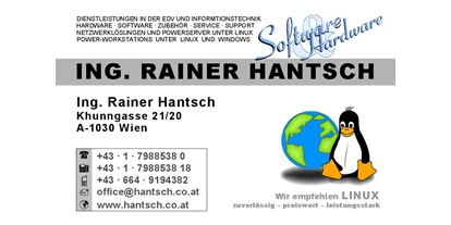 Händler - Produkt-Kategorie: Elektronik und Technik - PLZ 1300 (Österreich) - Ing. Rainer HANTSCH - Hardware & Software