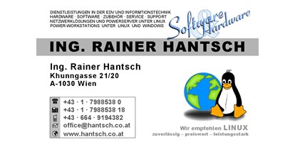 Händler - Zahlungsmöglichkeiten: auf Rechnung - Wien-Stadt 5 Minuten Gehweg von der U3 Station Neubagasse - Ing. Rainer HANTSCH - Hardware & Software