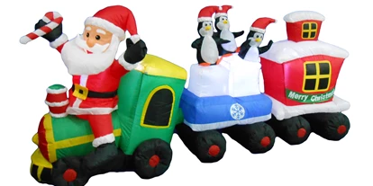 Händler - bevorzugter Kontakt: per E-Mail (Anfrage) - Groß-Schweinbarth - Weihnachtszug mit Pinguinen 210 cm aufblasbar - Weihnachtsdiskont