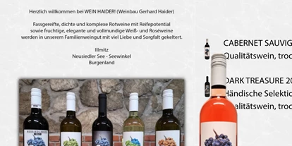 Händler - Art des Betriebes: landwirtschaftlicher Betrieb - Österreich - Unsere Homepage bzw. Onlineshop. - Wein Haider