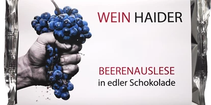 Händler - Art des Betriebes: landwirtschaftlicher Betrieb - Österreich - Edelschokolade mit Süßweincreme gefüllt. - Wein Haider