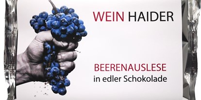 Händler - PLZ 7122 (Österreich) - Edelschokolade mit Süßweincreme gefüllt. - Wein Haider