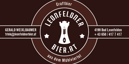 Händler - Selbstabholung - Oberösterreich - Firmenschild - Leonfeldnerbier.at - Logo - Leonfeldner Bier