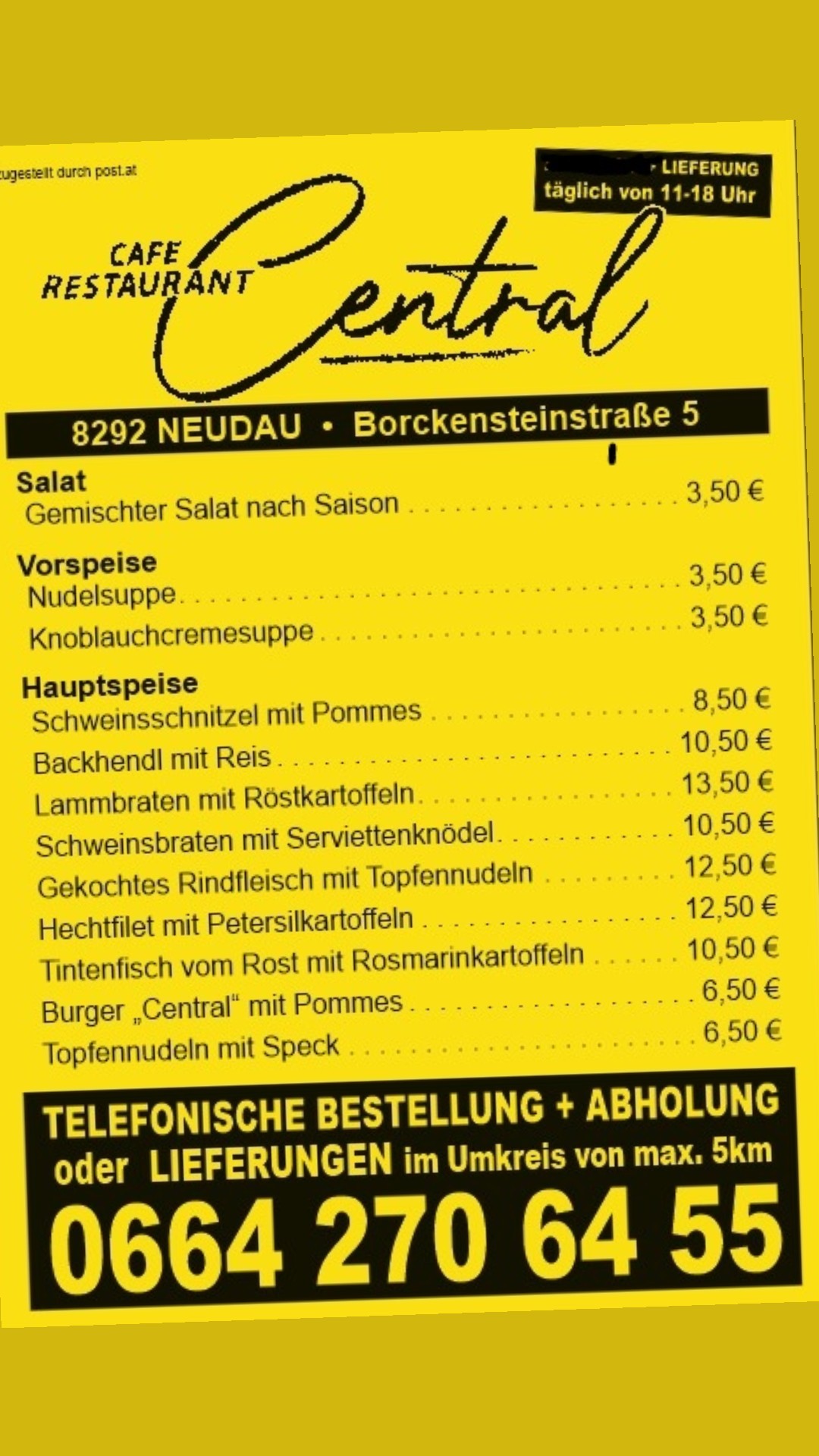 Unternehmen - Abholung und Liferung !!! - Central.   