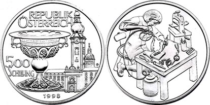 Händler - Zahlungsmöglichkeiten: auf Rechnung - Salzburg-Umgebung - 500 Schilling 1998, Silbermünze aus Österreich - Halbedel Münzen & Medaillen GmbH.