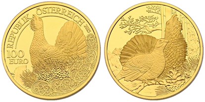 Händler - Selbstabholung - PLZ 5411 (Österreich) - Österreich 100 Euro 2015 Auerhahn Goldmünze - Halbedel Münzen & Medaillen GmbH.