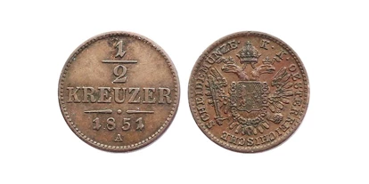 Händler - bevorzugter Kontakt: Online-Shop - Anzfelden - 1/2 Kreuzer 1851 A von Kaiser Franz Joseph - Halbedel Münzen & Medaillen GmbH.