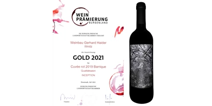 Händler - überwiegend selbstgemachte Produkte - Weiden am See - Goldmedaille für unseren Top-Rotwein - Wein Haider
