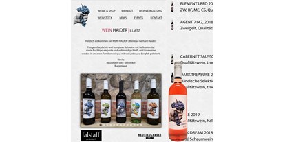 Händler - überwiegend selbstgemachte Produkte - Bezirk Neusiedl am See - Unsere Homepage bzw. Onlineshop. - Wein Haider
