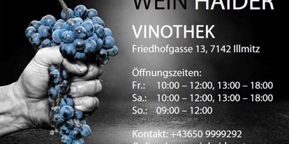 Händler - 100 % steuerpflichtig in Österreich - Mörbisch am See - Ab Sommer 2020! - Wein Haider