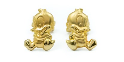 Händler - Produkt-Kategorie: Schmuck und Uhren - PLZ 2340 (Österreich) - Verspielte goldene Daffy Duck Kinderohrringe - TomCrow Jewellery