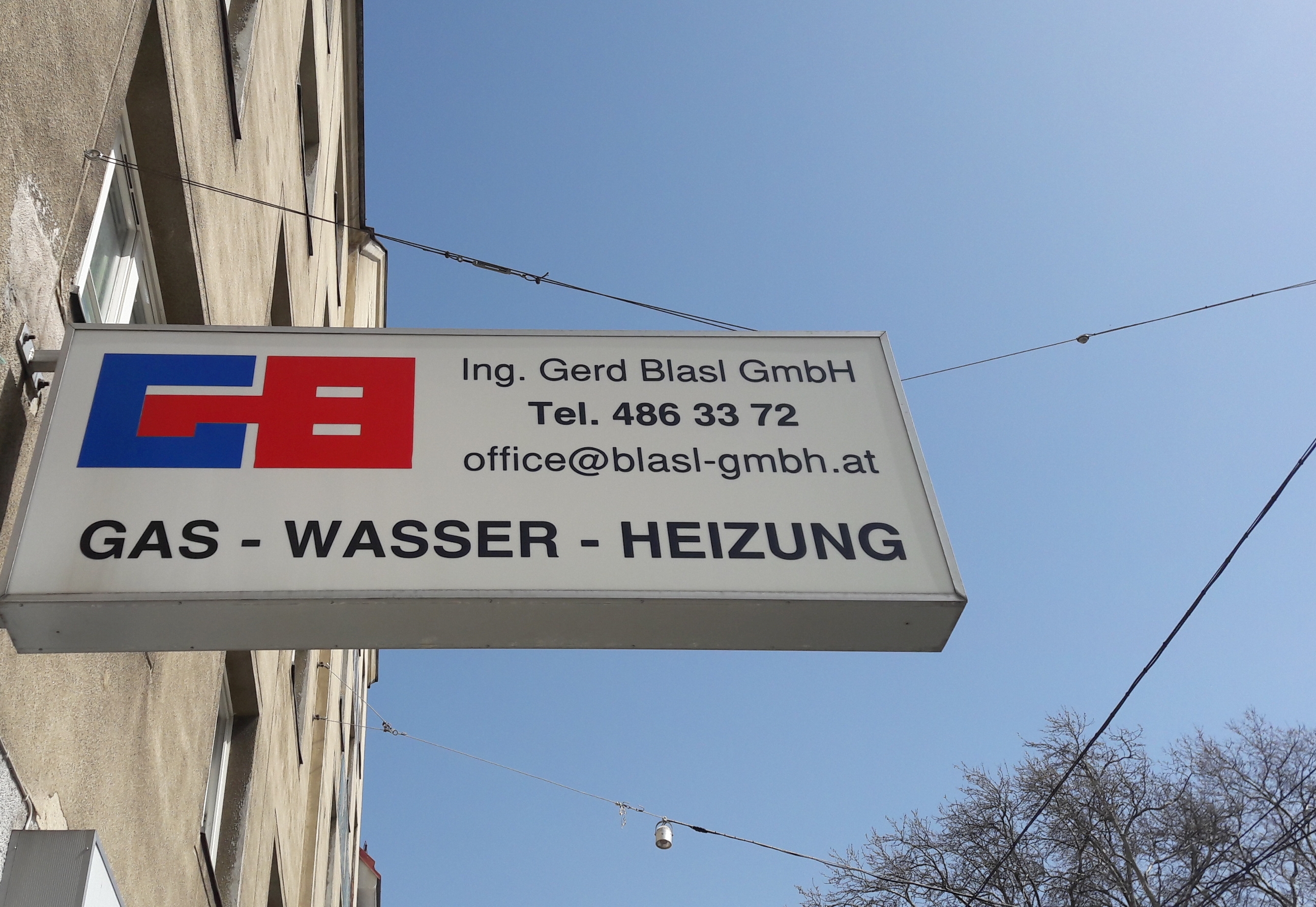 Unternehmen - Ing. Gerd Blasl
Gas - Wasser - Heizung GmbH
Stillfriedplatz 11-12
1160 Wien - Ing. Gerd Blasl Gas - Wasser - Heizung GmbH