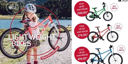 Händler - Produkt-Kategorie: Sport und Outdoor - Grünau (Hofstetten-Grünau) - extra leichte Kinderräder finden sie bei uns  mehr dazu auf unserer Homepage unter www.sportstrametz.at - Sport 2000 Strametz