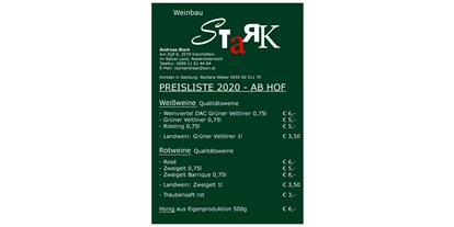 Händler - Zahlungsmöglichkeiten: auf Rechnung - Eching (Sankt Georgen bei Salzburg) - Weinbau Stark