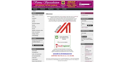 Händler - Unternehmens-Kategorie: Einzelhandel - PLZ 1080 (Österreich) - Webshop mit SSL Verschlüsselung - https://www.muenzhandel.at - Vienna Spezialitäten - der Webshop für den Sammler