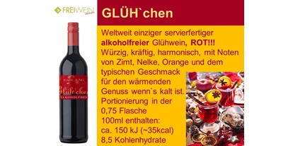 Händler - überwiegend regionale Produkte - PLZ 9062 (Österreich) - Unser alkoholfreier Glühwein - GLÜH`chen - Alkoholfreier Weingenuss - Bernhard Huber