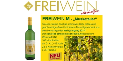 Händler - Zahlungsmöglichkeiten: Überweisung - Untertschern - FREIWEIN M ("Muskateller") - Alkoholfreier Weingenuss - Bernhard Huber