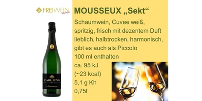 Händler - Unternehmens-Kategorie: Einzelhandel - Hohensaß - "Sekt" (Schaumwein) Mousseux - Alkoholfreier Weingenuss - Bernhard Huber