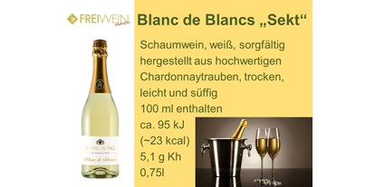 Händler - bevorzugter Kontakt: per E-Mail (Anfrage) - PLZ 9543 (Österreich) - "Sekt" (Schaumwein) Blanc de Blancs - Alkoholfreier Weingenuss - Bernhard Huber