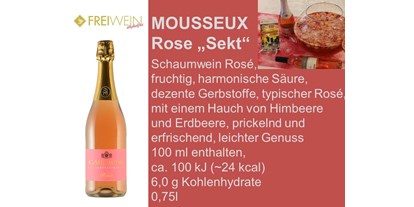 Händler - Selbstabholung - PLZ 9543 (Österreich) - "Sekt" (Schaumwein) Rose - Alkoholfreier Weingenuss - Bernhard Huber