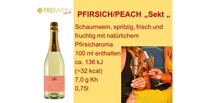Händler - Zahlungsmöglichkeiten: Überweisung - Bach (Velden am Wörther See) - "Sekt" (Schaumwein) Peach/Pfirsich - Alkoholfreier Weingenuss - Bernhard Huber