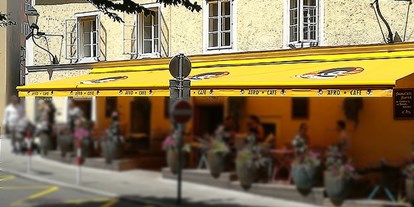 Händler - Zahlungsmöglichkeiten: auf Rechnung - Salzburg-Stadt Rechte Altstadt - Markisenbeschriftung Afro Cafe - Agentur West - Manfred Salfinger