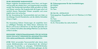 Händler - Steuersatz: Umsatzsteuerfrei aufgrund der Kleinunternehmerregelung - PLZ 6313 (Österreich) - Thymovar gegen Varroa 10 Plättchen von Andermatt BioVet