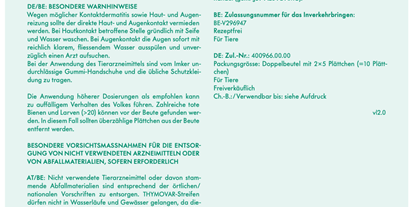 Händler - Haus und Garten: Tierbedarf - PLZ 6335 (Österreich) - Thymovar gegen Varroa 10 Plättchen von Andermatt BioVet