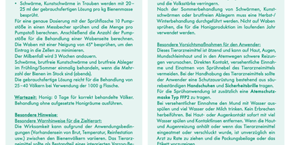 Händler - Haus und Garten: Tierbedarf - Bezirk Kufstein - Oxuvar 5,7% Oxalsäurekonzentrat 275g Sprühbehandlung gegen Varroa von Andermatt BioVet
