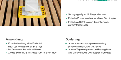 Händler - PLZ 6313 (Österreich) - Liebig Dispenser gegen Varroa von Andermatt BioVet