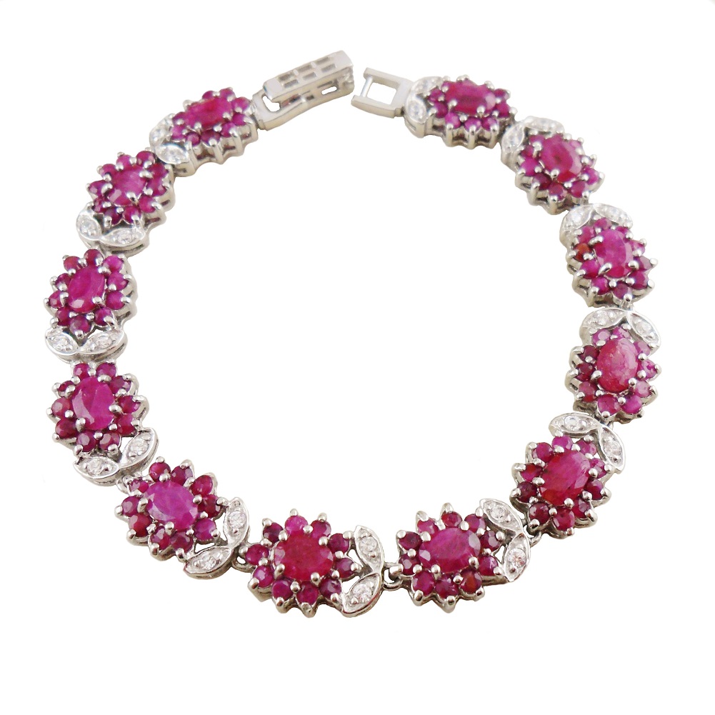 Händler - Exquisites Rubin Blüten Armband - Exquisites Rubin Blüten Armband