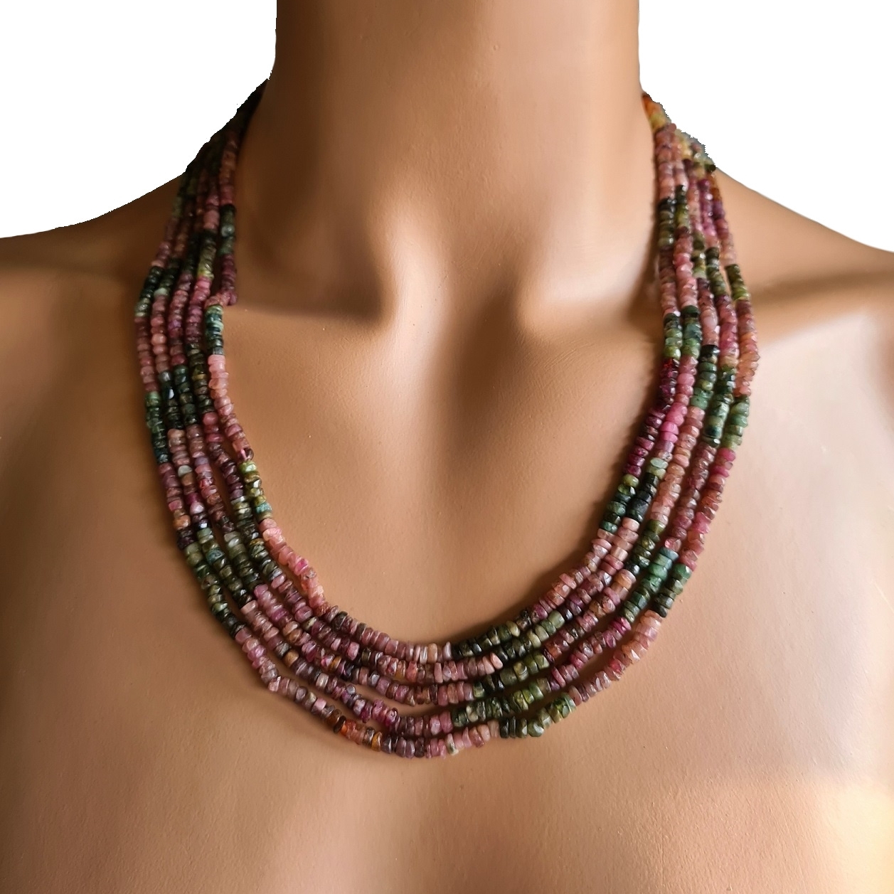 Händler - Natur Watermelon Turmalin Collier - Natur Watermelon Turmalin Collier