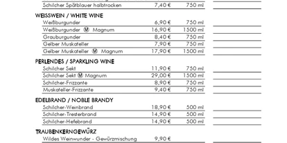 Händler - überwiegend selbstgemachte Produkte - Lasselsdorf - Bestellformular  - Weingut Koller 