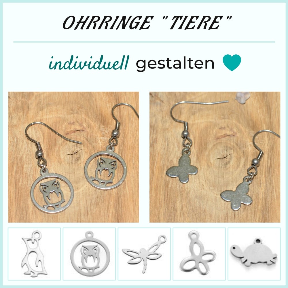 Händler - Ohrringe • Ohrhänger • Ohrstecker "Tiere" | Tiermotiv | Edelstahl | silber | Wunschdesign - Ohrringe • Ohrhänger • Ohrstecker "Tiere" | Tiermotiv | Edelstahl | silber | Wunschdesign