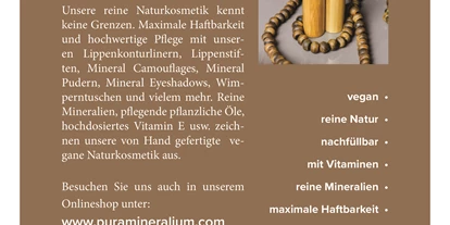 Händler - bevorzugter Kontakt: per E-Mail (Anfrage) - Röth (Weißenkirchen im Attergau, Frankenmarkt, Fornach) - pura mineralium Naturkosmetik 