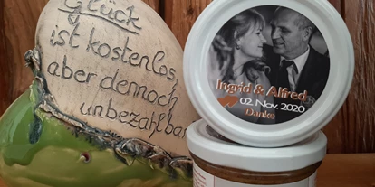 Händler - überwiegend selbstgemachte Produkte - Berg (Hirschbach im Mühlkreis) - Mit individuellem Etikett als Dankeschön für Hochzeitsgäste - Backen mit Herz e.U.