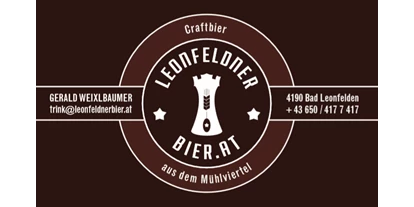 Händler - überwiegend selbstgemachte Produkte - Gmain (Sankt Stefan am Walde) - Firmenschild - Leonfeldnerbier.at - Logo - Leonfeldner Bier