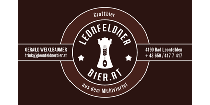 Händler - Art der Abholung: Übergabe mit Kontakt - Grünbach (Grünbach) - Firmenschild - Leonfeldnerbier.at - Logo - Leonfeldner Bier