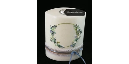 Händler - Zahlungsmöglichkeiten: Überweisung - Eigendorf - Hochzeitskerze mit Blumenkranz - Kerzenmeile Margot Hulek