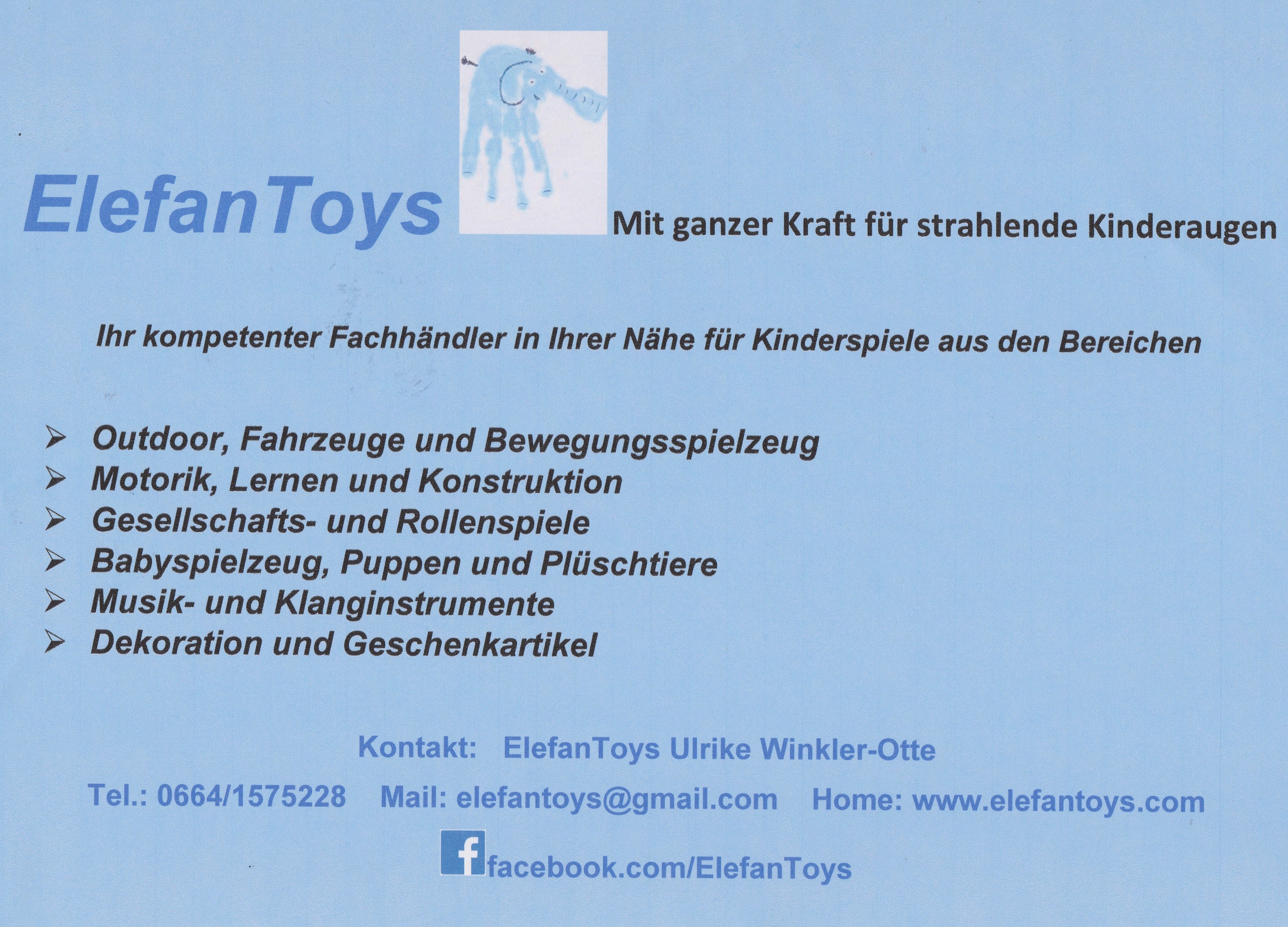 Unternehmen - Unser Sortiment im Überblick - ElefanToys Ulrike Winkler-Otte