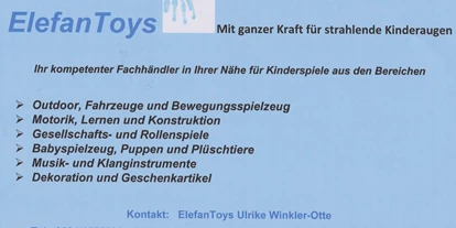 Händler - Unternehmens-Kategorie: Einzelhandel - Hofamt (Frohnleiten) - Unser Sortiment im Überblick - ElefanToys Ulrike Winkler-Otte