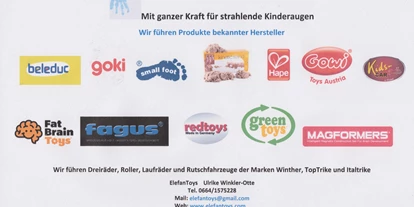 Händler - Produkt-Kategorie: Sport und Outdoor - Pötschen (Kapfenberg) - Unsere Hauptlieferanten und Hersteller - ElefanToys Ulrike Winkler-Otte