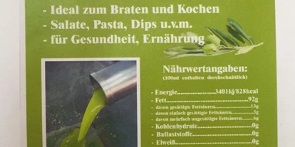 Händler - überwiegend Bio Produkte - Bad Dürrnberg - Ölinhalt - Olivenöl Maringer