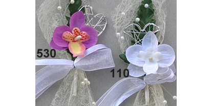 Händler - bevorzugter Kontakt: per Fax - Tiefbrunnau - Hochzeitsanstecker mit Orchideen - Rasp Salzburg - Gewürzgebinde Hochzeitsanstecker Kunstblumen