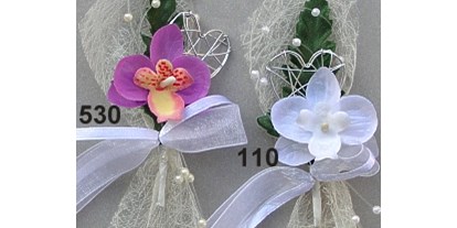 Händler - bevorzugter Kontakt: per Fax - Oberalm - Hochzeitsanstecker mit Orchideen - Rasp Salzburg - Gewürzgebinde Hochzeitsanstecker Kunstblumen