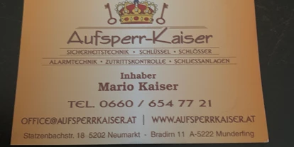 Händler - bevorzugter Kontakt: per Telefon - Matzing (Neumarkt am Wallersee) - Aufsperr - Kaiser